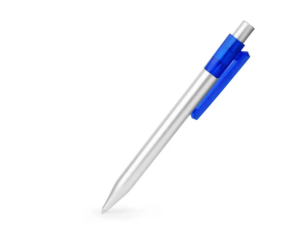 孤立在白色的背景下 蓝色的钢笔 — 图库照片