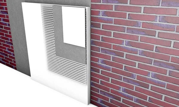 Layered Brick Wall Thermal Insulation Concept White Background Illustration — Stock Photo, Image