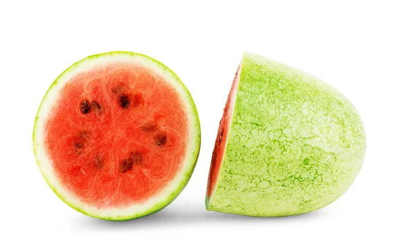 Ripe Striped Watermelon Isolated White — Stock Photo, Image