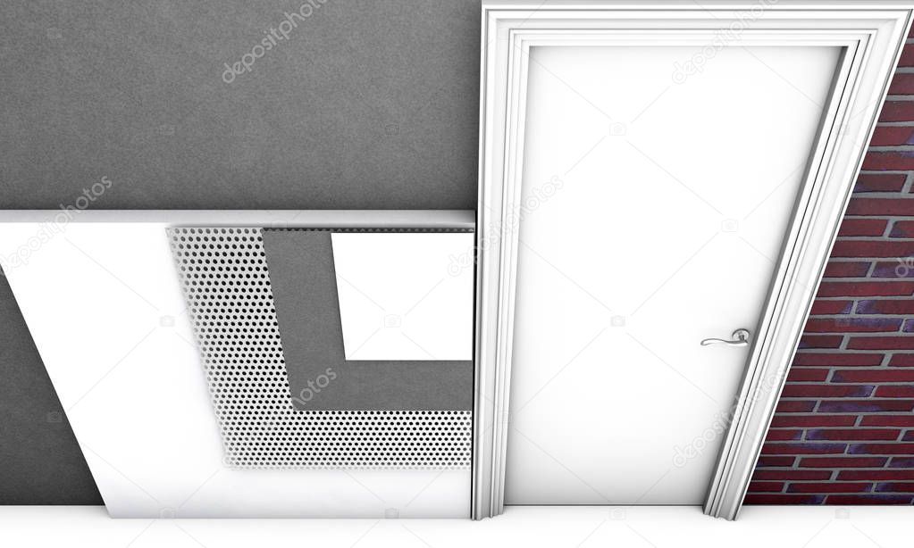 Layered brick wall thermal insulation concept on white background - 3d illustration