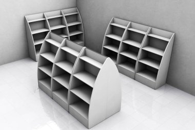 Beyaz arka plan üzerinde 3d render izole reklam standı