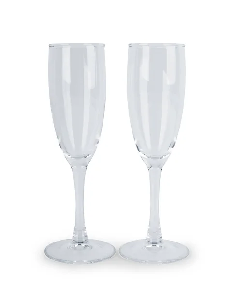 Two Empty Champagne Glasses Isolated White — Stock Photo, Image