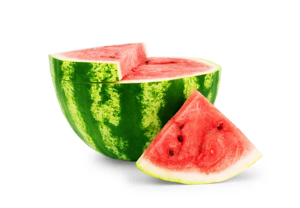 Half Watermelon One Triangle Pieces White Background — Stock Photo, Image