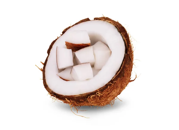 孤立在白色背景上的半椰子 剪切路径 — 图库照片