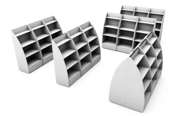 Beyaz arka plan üzerinde 3d render izole reklam standı