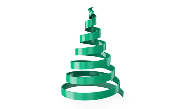 Árbol Navidad Cintas Aisladas Sobre Fondo Blanco Render — Foto de Stock