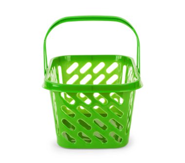 boş plastik alışveriş sepeti üzerine beyaz izole