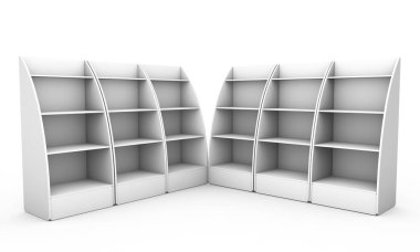 Beyaz arka plan üzerinde 3d render izole reklam standı