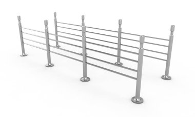 Bariyer üzerinde beyaz izole kalabalık. 3D çizim