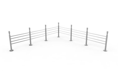 Bariyer üzerinde beyaz izole kalabalık. 3D çizim