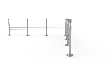 Bariyer üzerinde beyaz izole kalabalık. 3D çizim