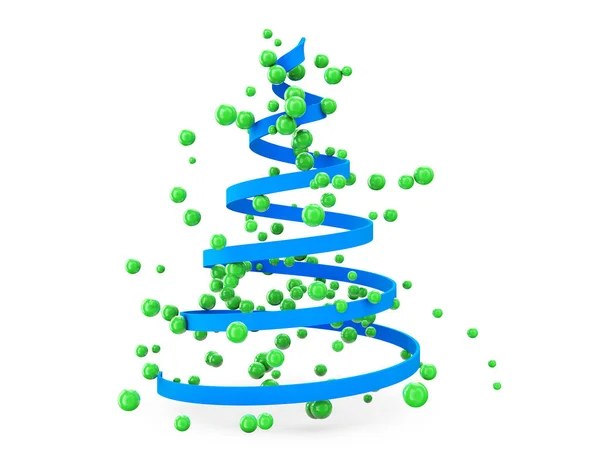 Vánoční Strom Stuhy Izolovaných Bílém Pozadí Vykreslení — Stock fotografie