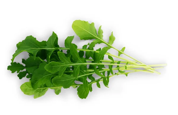 Foglie Rucola Fresca Fondo Bianco — Foto Stock