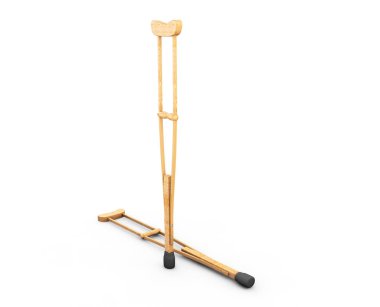 3D çizim 3d çift koltuk değneği Ortopedik ekipman beyaz arka plan üzerinde