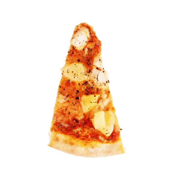 Scheibe Hawaiianische Pizza Auf Weißem Hintergrund — Stockfoto