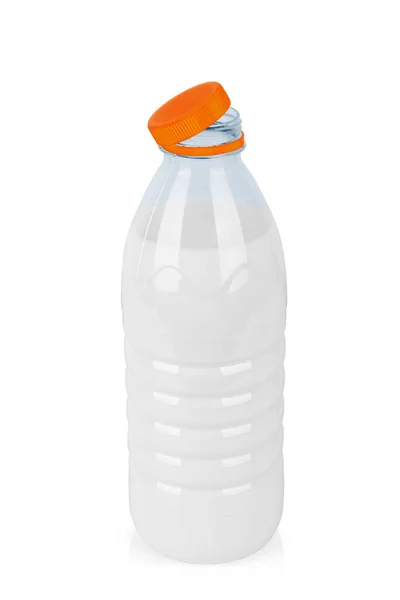 Mleko Butelce Tworzywa Sztucznego Białym Tle — Zdjęcie stockowe