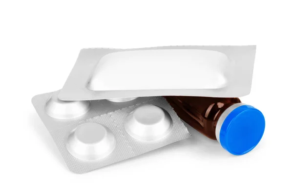 Tabletta Kapszula Tabletta Gyógyszeripar Gyógyszer Tabletta Fehér Üveg — Stock Fotó