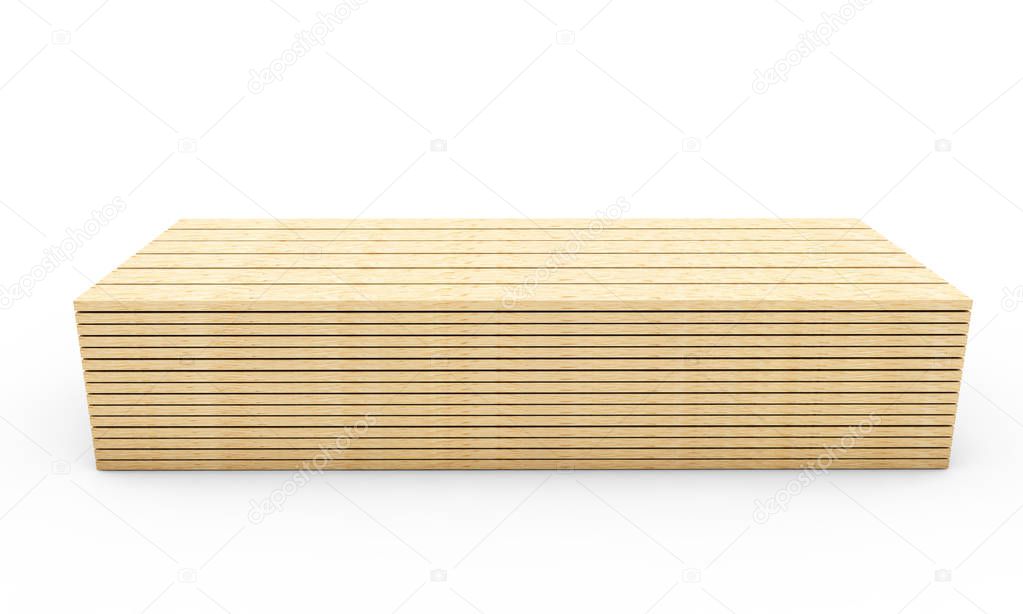 Wood boards. Lath boards isolated on white background 3d render
