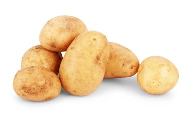 beyaz zemin üzerine taze patates