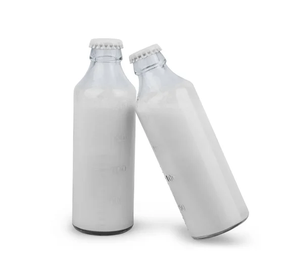 Milch Einer Dimensionalen Flasche Auf Weißem Hintergrund — Stockfoto