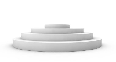Beyaz arka plan boş podyumda. 3D render