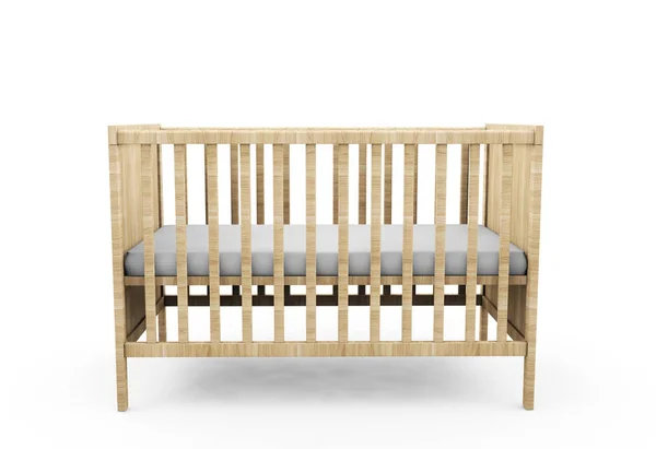 Rendering Von Weißem Holz Ausziehbarem Kinderbett Auf Weißem Hintergrund — Stockfoto