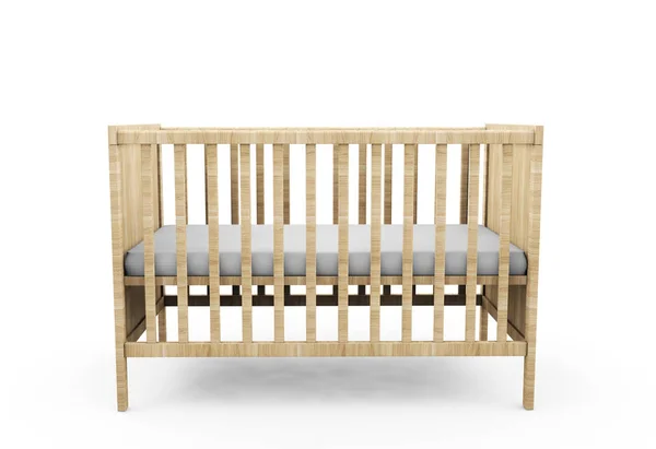 Renderização Madeira Branca Pull Out Cama Infantil Fundo Branco — Fotografia de Stock