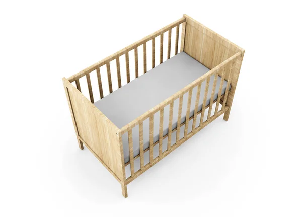 白い背景に白い木材引き出し子供のベッドの3Dレンダリング — ストック写真
