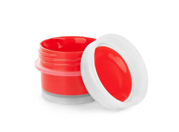 Red Paint Acrylic Jar White Background — Stock fotografie