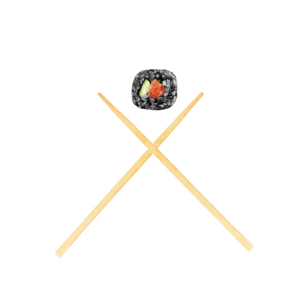 Isolerade Sushi Rulle Med Pinnar — Stockfoto