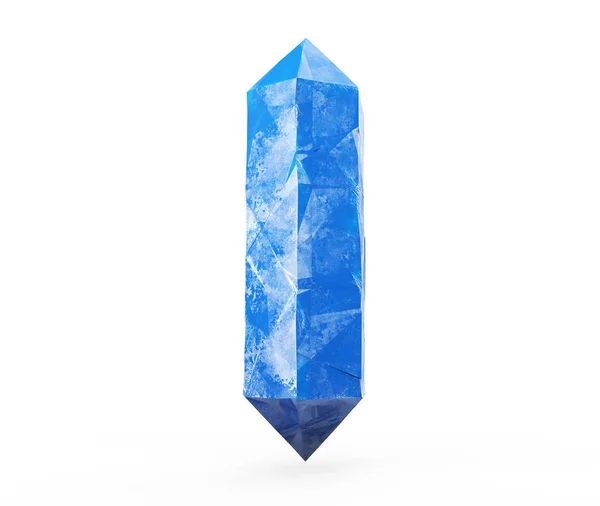 Render Cristal Azul Aislado Sobre Fondo Blanco Joya Pepita Natural — Foto de Stock