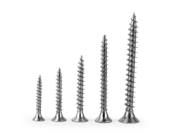 Drywall screw from different perspectives on a white background