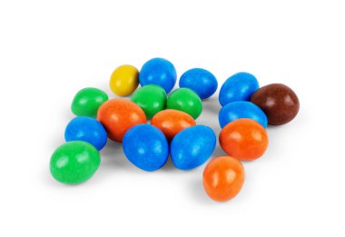 Peanuts in a multi-colored chocolate on a white background clipart