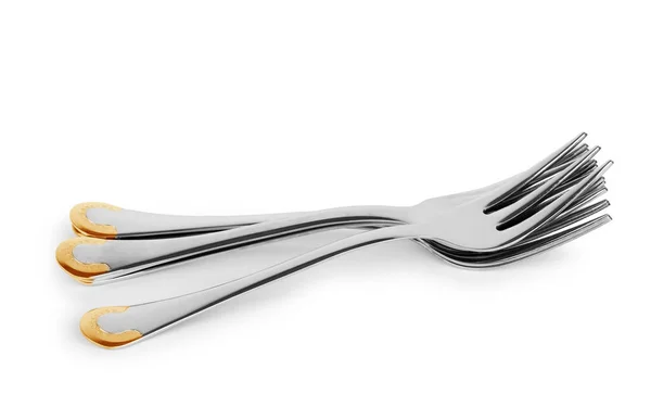 Empty Steel Fork Isolated White Background — Stok Foto
