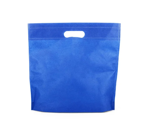 Sacchetto di tessuto blu shopping isolato su bianco con percorso di ritaglio — Foto Stock