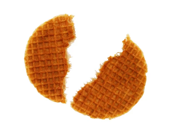 Thin waffles with caramel in a fault on a white background — Stock Photo, Image