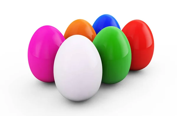 Красочные пасхальные яйца. Трехмерная иллюстрация — стоковое фото