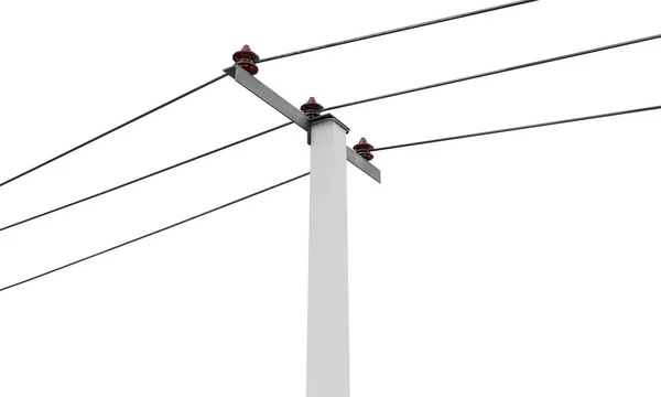 High Angle View of a 3D Rendered Power Pole on a White Backgroun — Stock Photo, Image