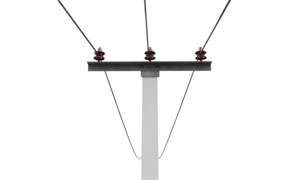 Vista de ângulo alto de um polo de poder 3D renderizado em um fundo branco — Fotografia de Stock