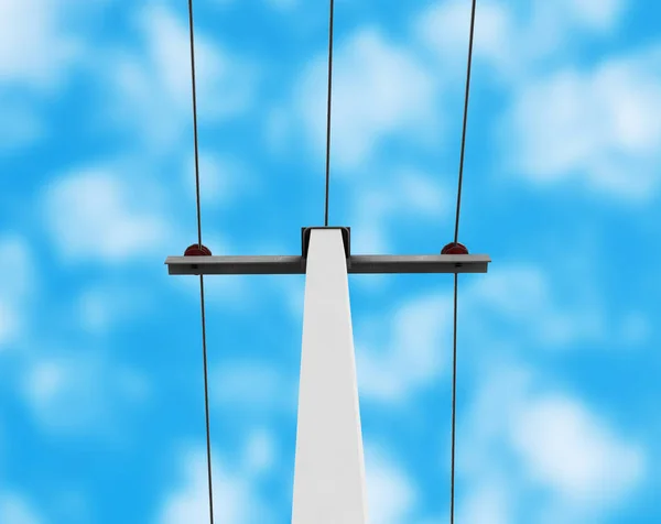 Vista de ángulo alto de un poste de energía 3D renderizado en un fondo blanco — Foto de Stock