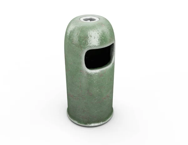 Круглый контейнер для переработки - зеленый цвет, 3D рендеринг — стоковое фото