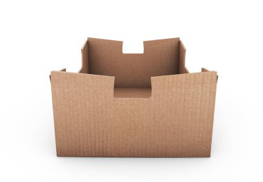 Alay kadar beyaz izole kahverengi kare karton kutu 3d renderi