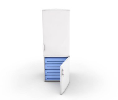 Beyaz buzdolabı izole. 3D render 