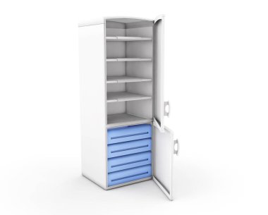 Beyaz buzdolabı izole. 3D render