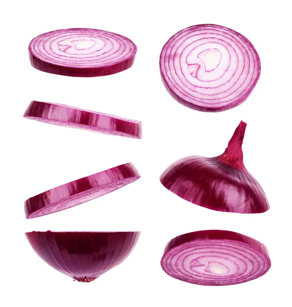 Set of red onions on a white background — Stock Photo, Image