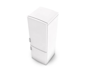 Beyaz buzdolabı izole. 3D render