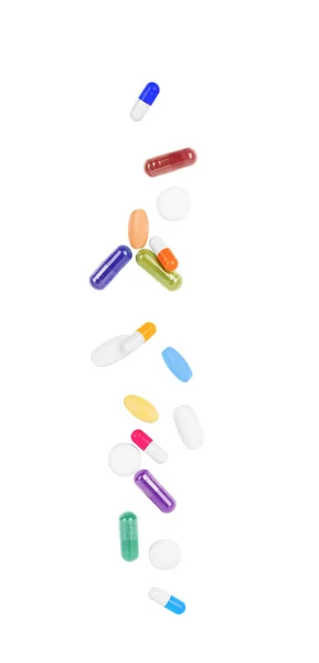 Comprimidos, comprimidos e cápsulas de medicamentos variados e — Fotografia de Stock