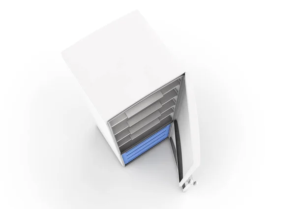 Beyaz buzdolabı izole. 3D render — Stok fotoğraf