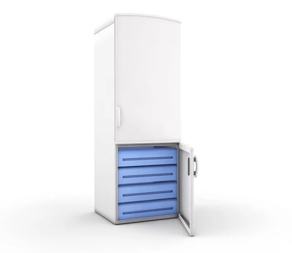 Réfrigérateur blanc isolé. rendu 3D — Photo