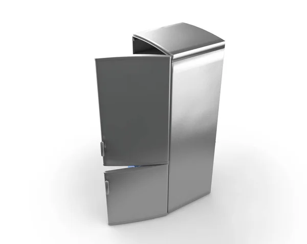 Refrigerador blanco aislado. Renderizado 3D — Foto de Stock